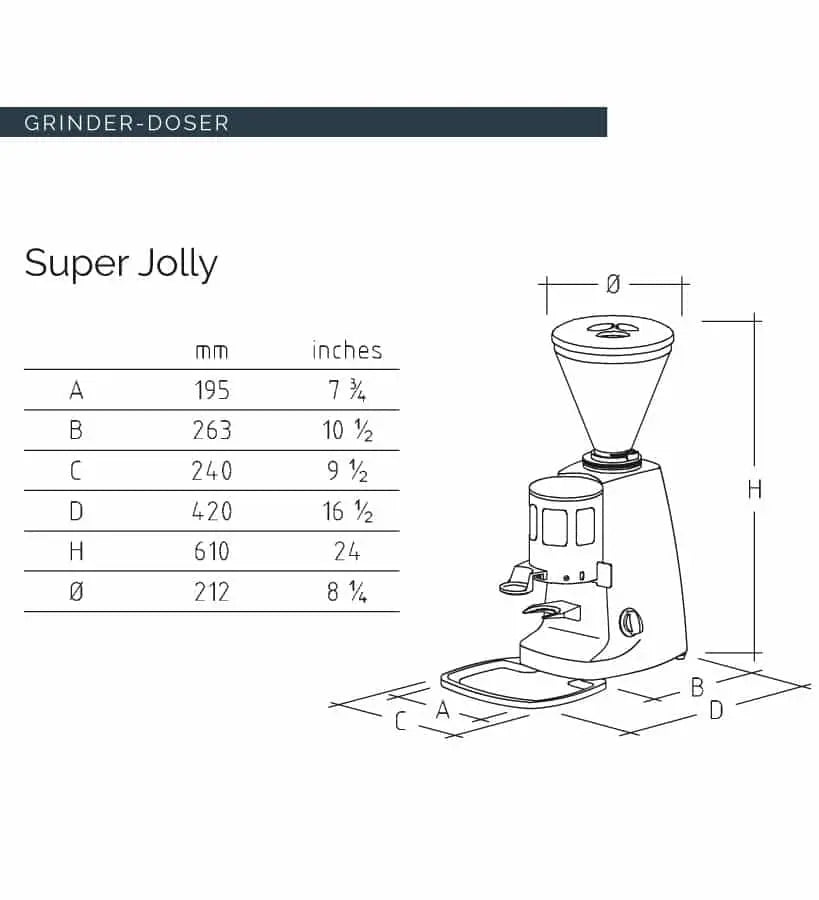 Mazzer Super Jolly V UP Coffee Grinder Doser (Manual) – Silver